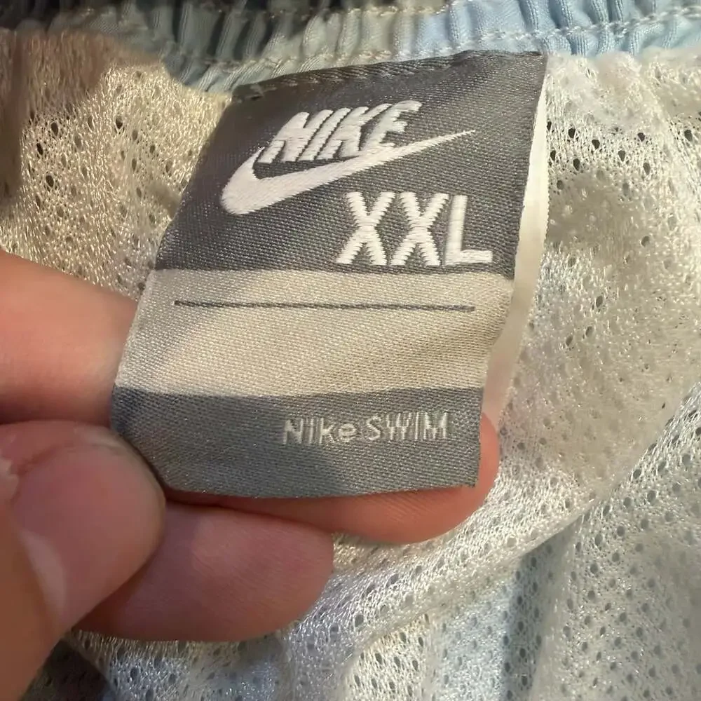 Nike Swim Trunks Size XXL White Blue Board Shorts Graphic